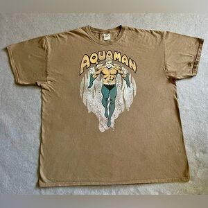 DC Comics Vintage Men’s Aquaman T-Shirt Tan Size 2XL Heavy Duty Tee